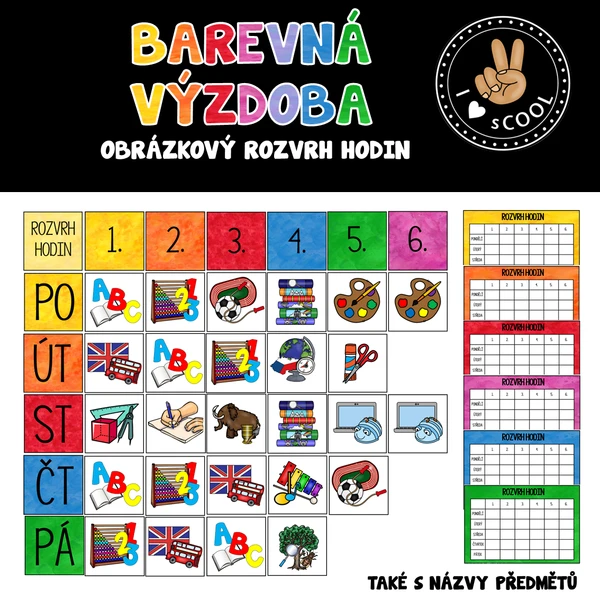 Barevná výzdoba - rozvrh hodin 1