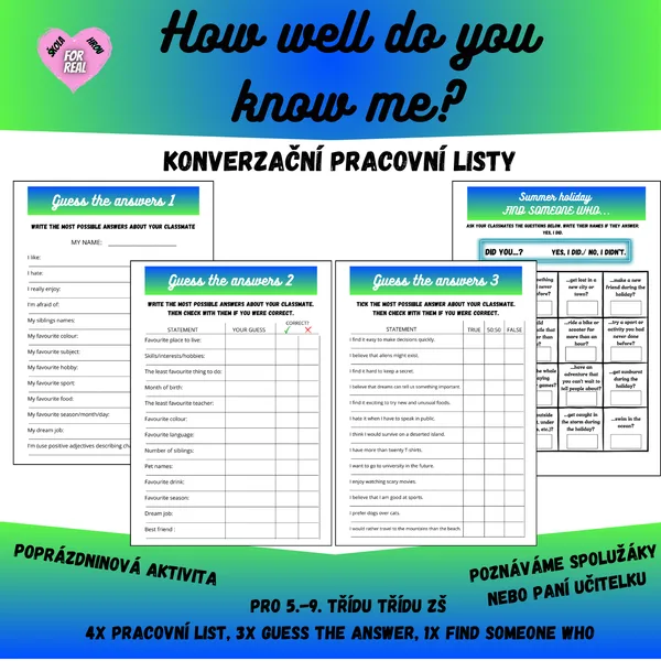 How well do you know me? - konverzační pracovní listy 1