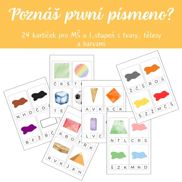 Poznáš první písmenko? - BARVY, TVARY, TĚLESO 1