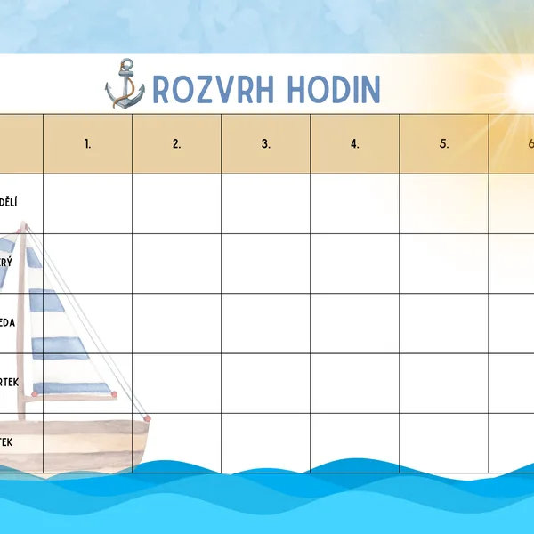 Rozvrh hodin - námořníci a lesní skřítci 1