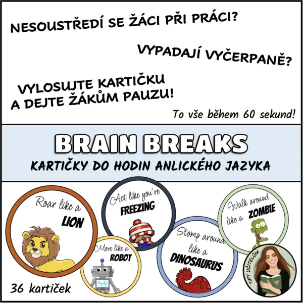 Brain breaks - odpočinkové kartičky - AJ verze 1
