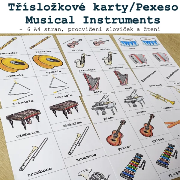 Třísložkové karty/Pexeso - Musical Instruments 1