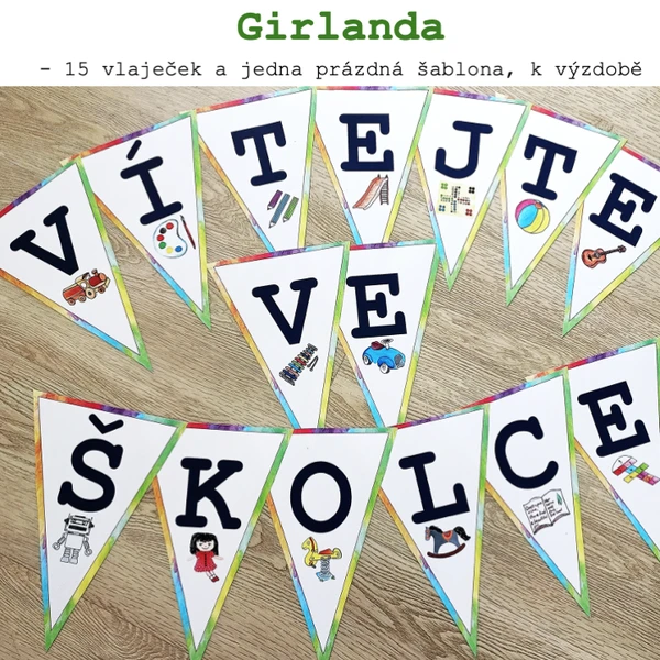 Uvítací girlanda - Vítejte ve školce 1