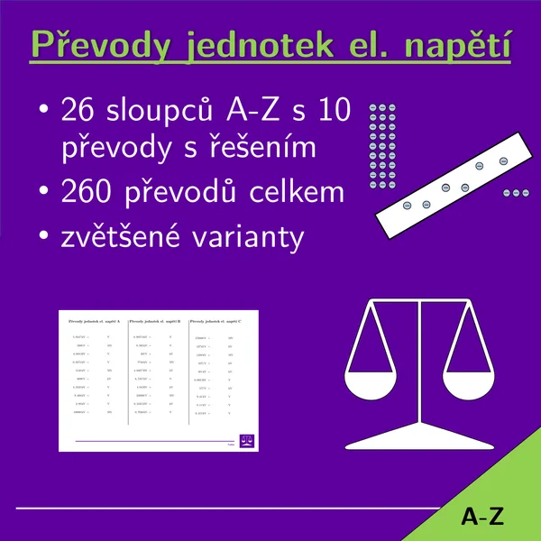 Převody jednotek elektrického napětí, 26 sloupců 1