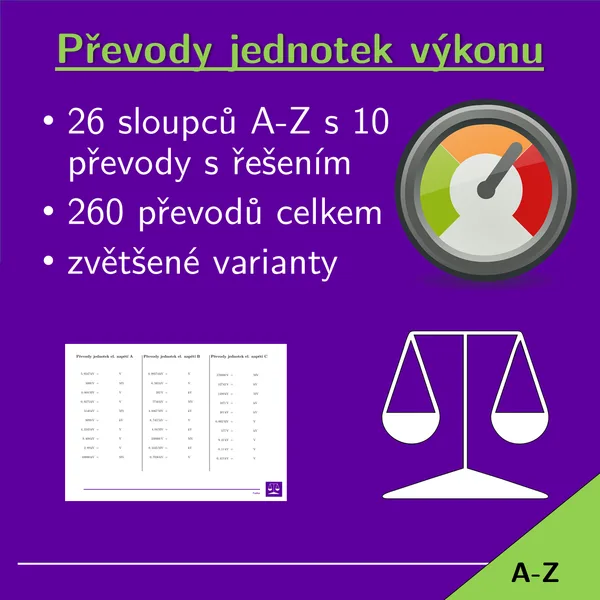 Převody jednotek výkonu, 26 sloupců 1