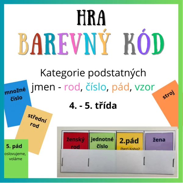 Hra BAREVNÝ KÓD - Určování podstatných jmen 1