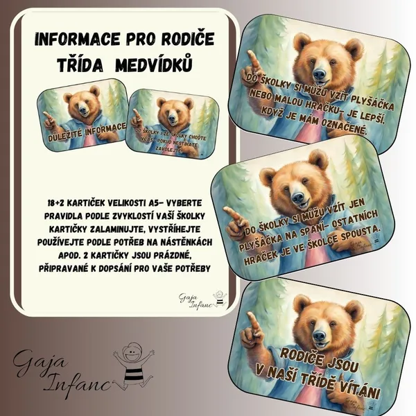 Informace pro rodiče- třída medvídků 1