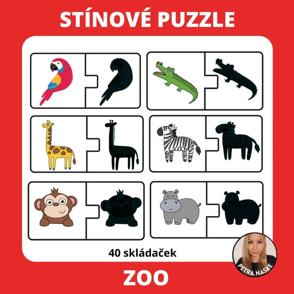 Stínové puzzle - Zvířata v ZOO 1