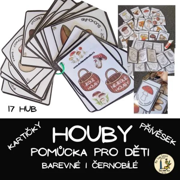 HOUBY - KARTIČKY, PŘÍVĚSEK - barevné i ČB 1
