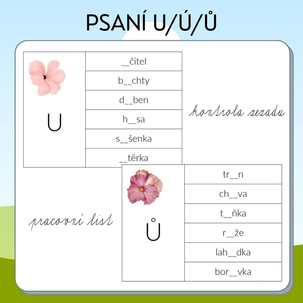 Psaní u/ů/ú 1
