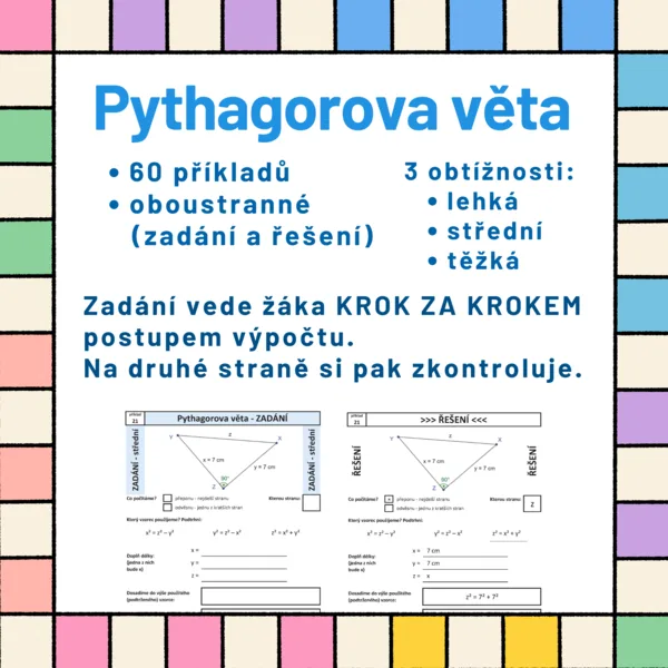 Pythagorova věta - oboustranné karty 1