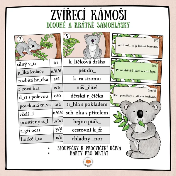 Krátké a dlouhé samohlásky - Zvířecí kámoši 1