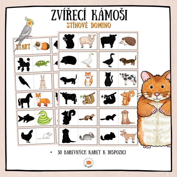 Stínové domino - zvířecí kámoši 1