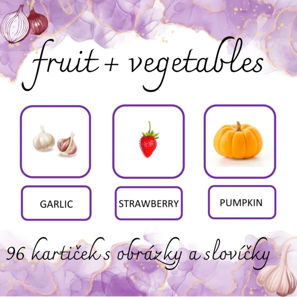 Fruit + vegetables - kartičky s obrázky a slovíčky 1