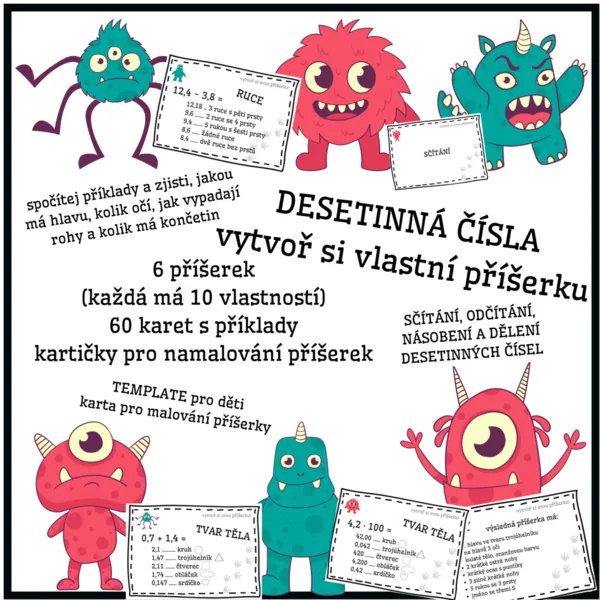 Vytvoř si svou příšerku - početní operace s desetinnými čísly 1