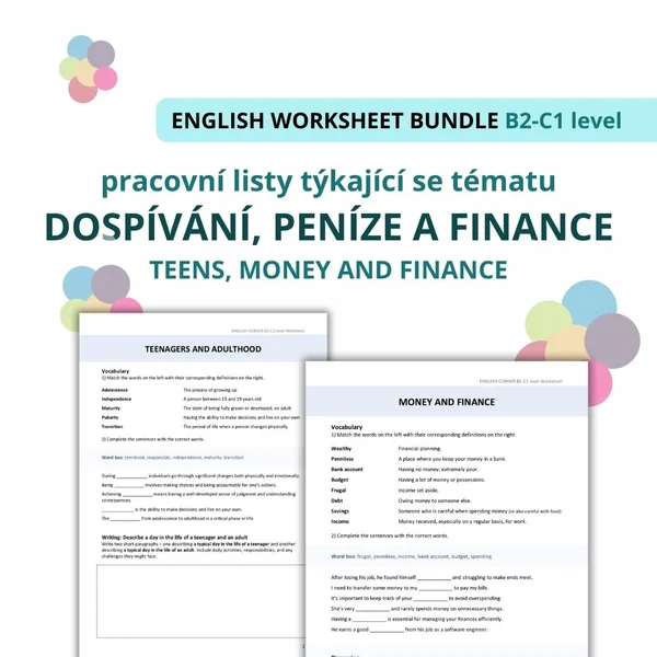 TEENS, MONEY AND FINANCE - pracovní listy pro výuku AJ 1