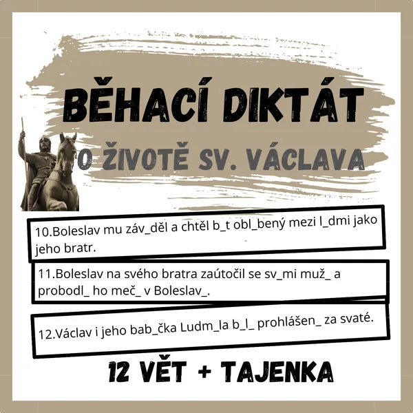 Běhací diktát s tajenkou - Sv. Václav 1