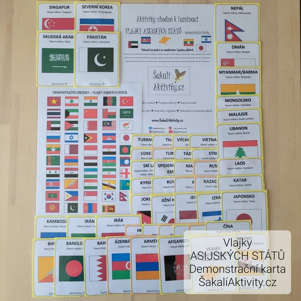  Vlajky asijských států - demonstrační karty  1