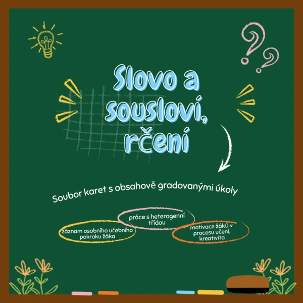 Slovo a sousloví, rčení - soubor karet s obsahově gradovanými úkoly 1