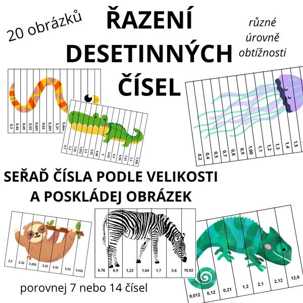 Desetinná čísla - řazení vzestupně (SLOŽ OBRÁZEK) 1