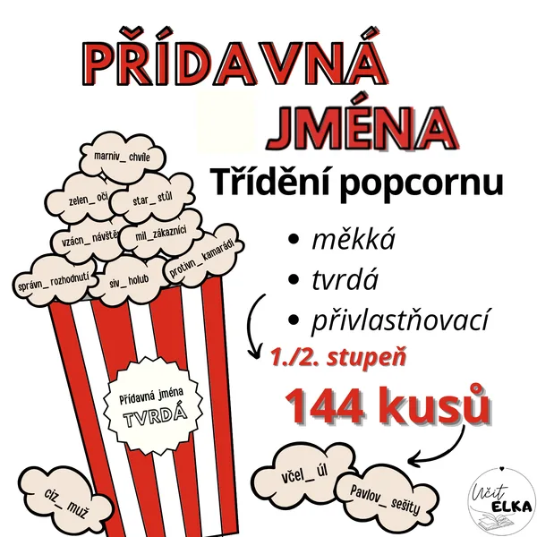 Druhy přídavných jmen – třídění popcornu 1