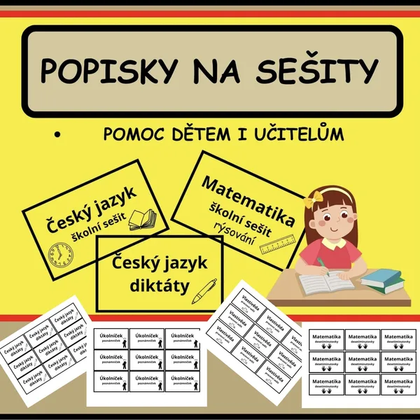 POPISKY NA SEŠITY - pomocníček pro děti i učitele 1