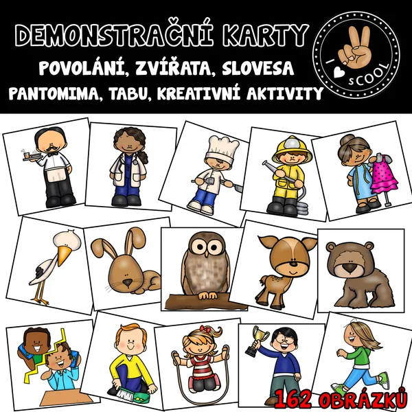 Demonstrační karty - povolání, zvířata, slovesa 1
