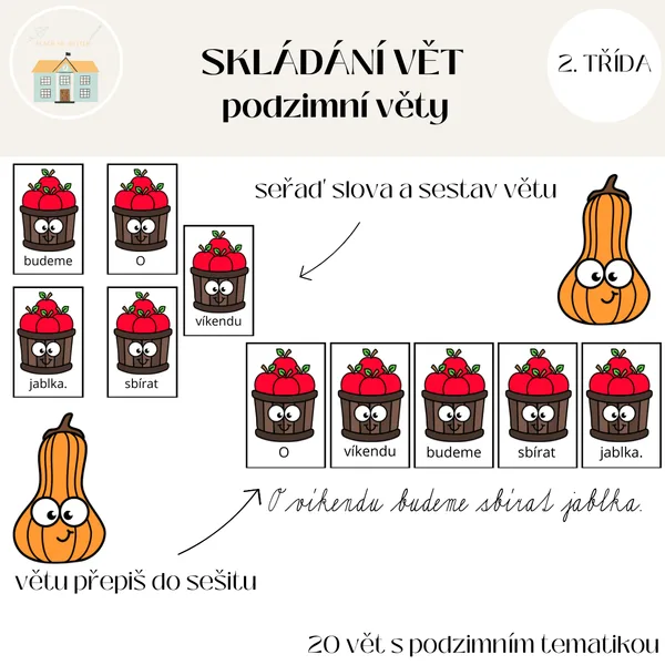 Skládání vět a přepis - podzimní věty 1
