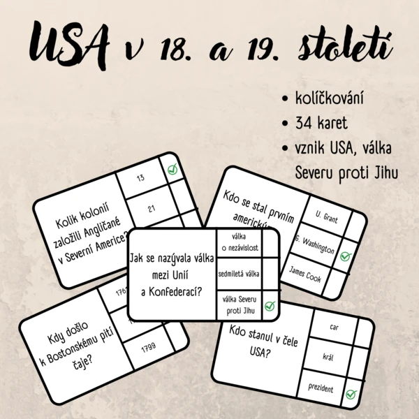 Vznik USA, válka Severu proti Jihu - kolíčkování 1