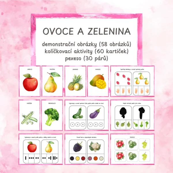 Ovoce a zelenina - demonstrační obrázky, kolíčkovací aktivity, pexeso 1