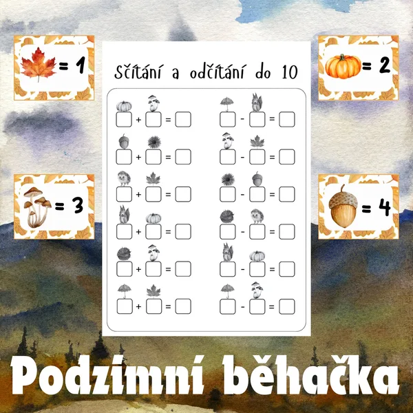 Podzimní běhačka - sčítání a odčítání do 10 1