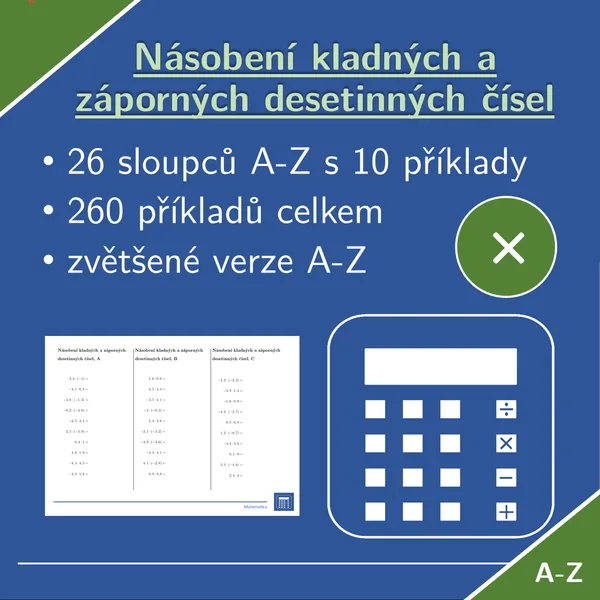 Násobení kladných a záporných desetinných čísel | matematika | 26 sloupců 1