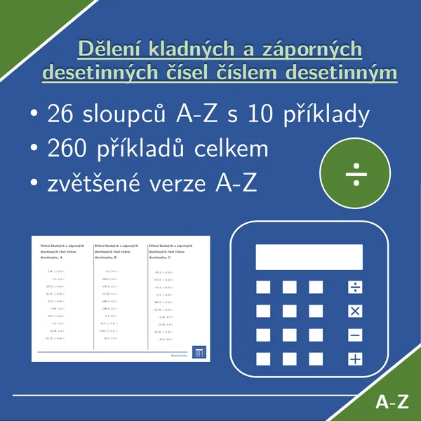Dělení kladných a záporných desetinných čísel číslem desetinným | matematika | 26 sloupců 1