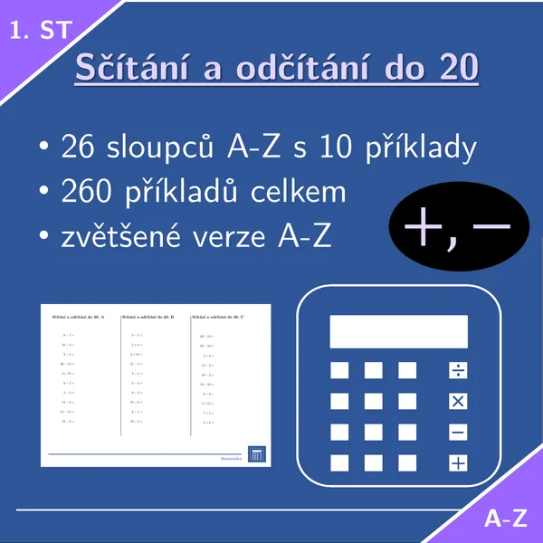 Sčítání a odčítání do 20 | matematika 1. stupeň | 26 sloupců 1