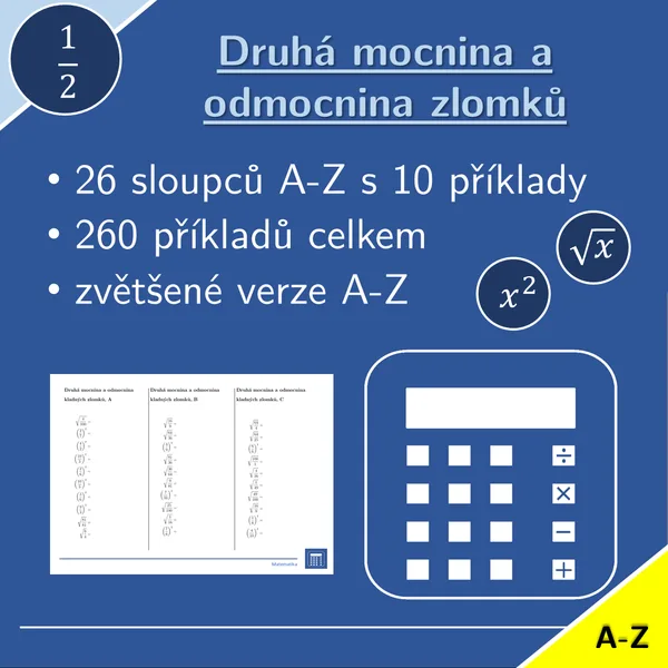 Druhá mocnina a odmocnina zlomků | matematika | 26 sloupců 1