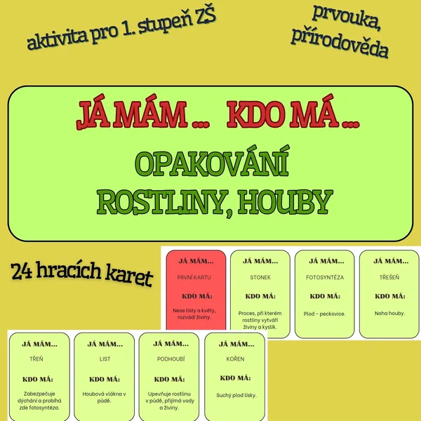 Já mám, kdo má - ROSTLINY, HOUBY 1. stupeň  1
