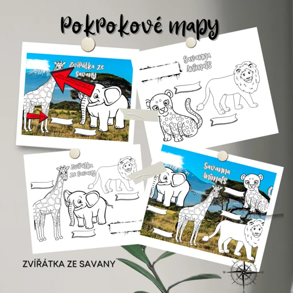 POKROKOVÉ MAPY - ZVÍŘÁTKA ZE SAVANY 1