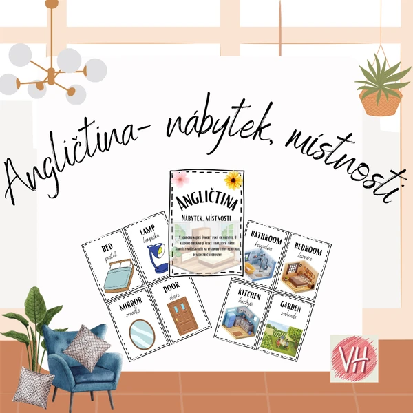 Anglická slovíčka- nábytek, místnosti 1
