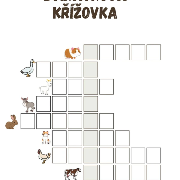 Zvířátka na farmě - křížovka a pracovní listy 1