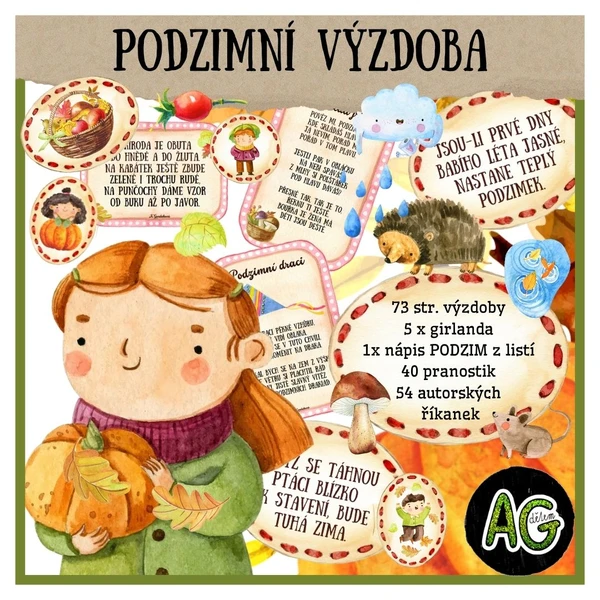 Podzimní autorské básničky, lidové pranostiky + prvky k výzdobě zdarma 1
