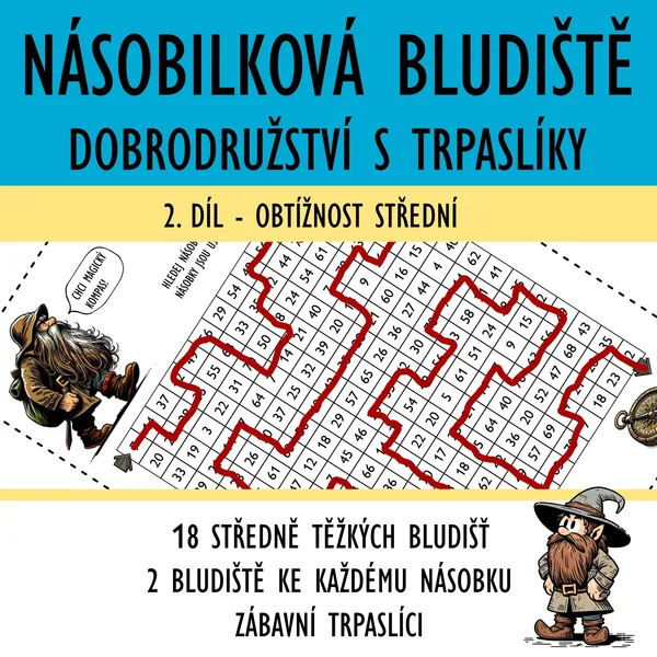 Násobilka bludiště 2 - dobrodružství s trpaslíky, díl 2 - STŘEDNÍ 1