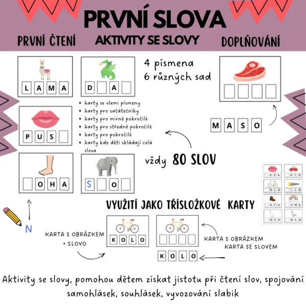 První slova - aktivity se slovy 1