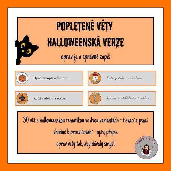 Popletené věty - Halloweenská verze - oprav je a správně zapiš 1