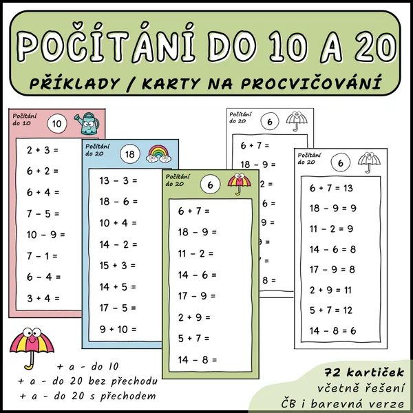Počítání do 10 a do 20 (s přechodem i bez) 1