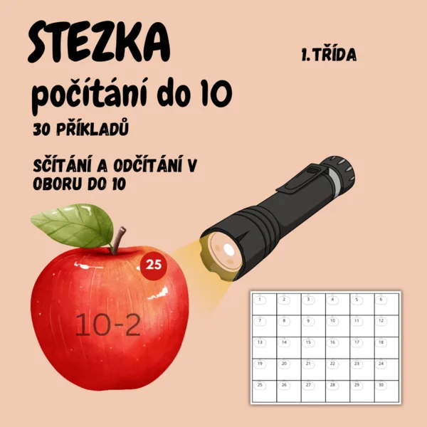 Jablíčka - stezka s baterkou počítání do 10 1