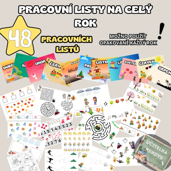 Pracovní listy na celý rok - tematické k danému měsíci 1