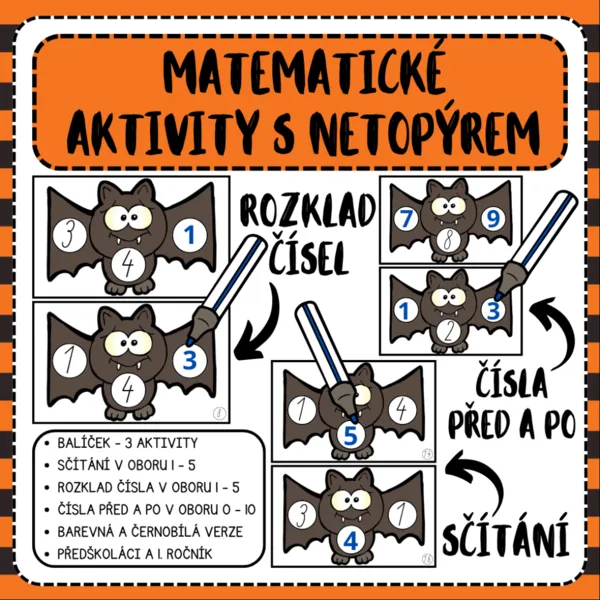 Matematické aktivity s netopýrem - balíček 1