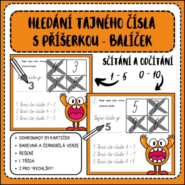 Hledání tajného čísla s příšerkou - balíček 1