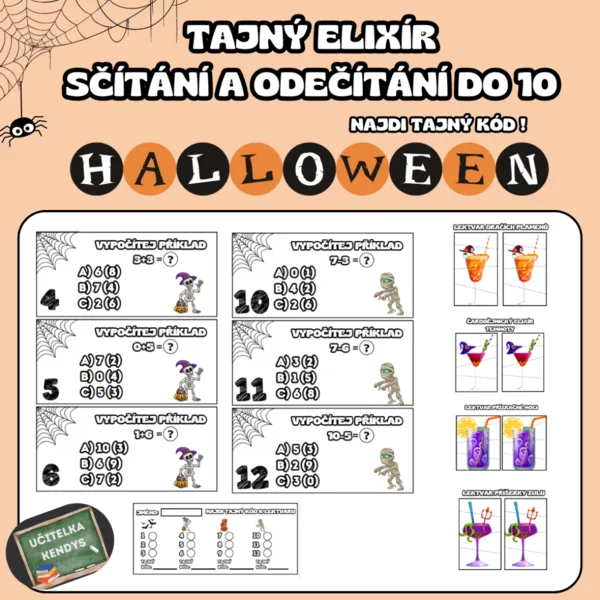 Tajný elixír (kód) - sčítání a odečítání do 10 - bojovka 1