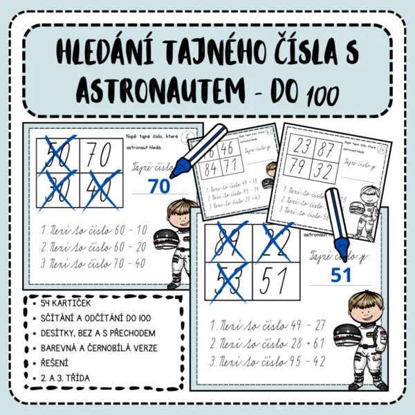 Hledání tajného čísla s astronautem - do 100 1
